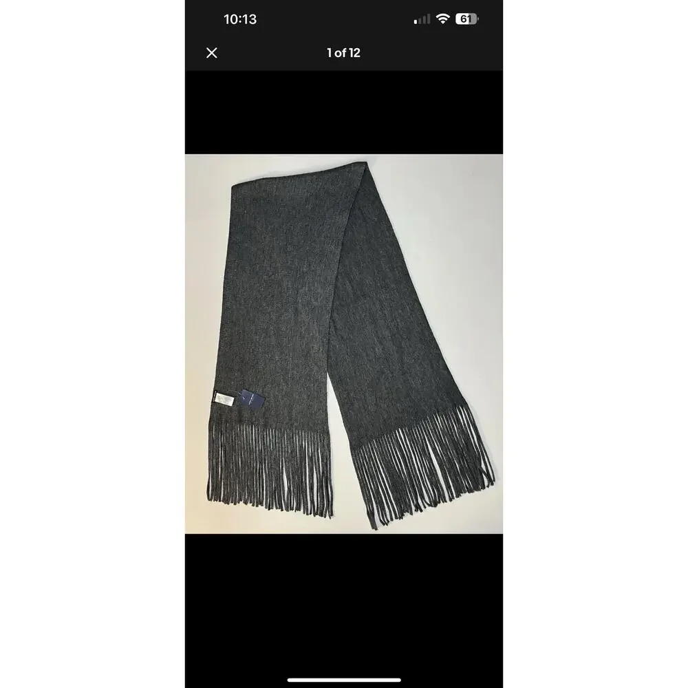 Lucky‎ Brand Women's Scarf With Fringe Dark Grey Color 15 X 75 Original $69.50